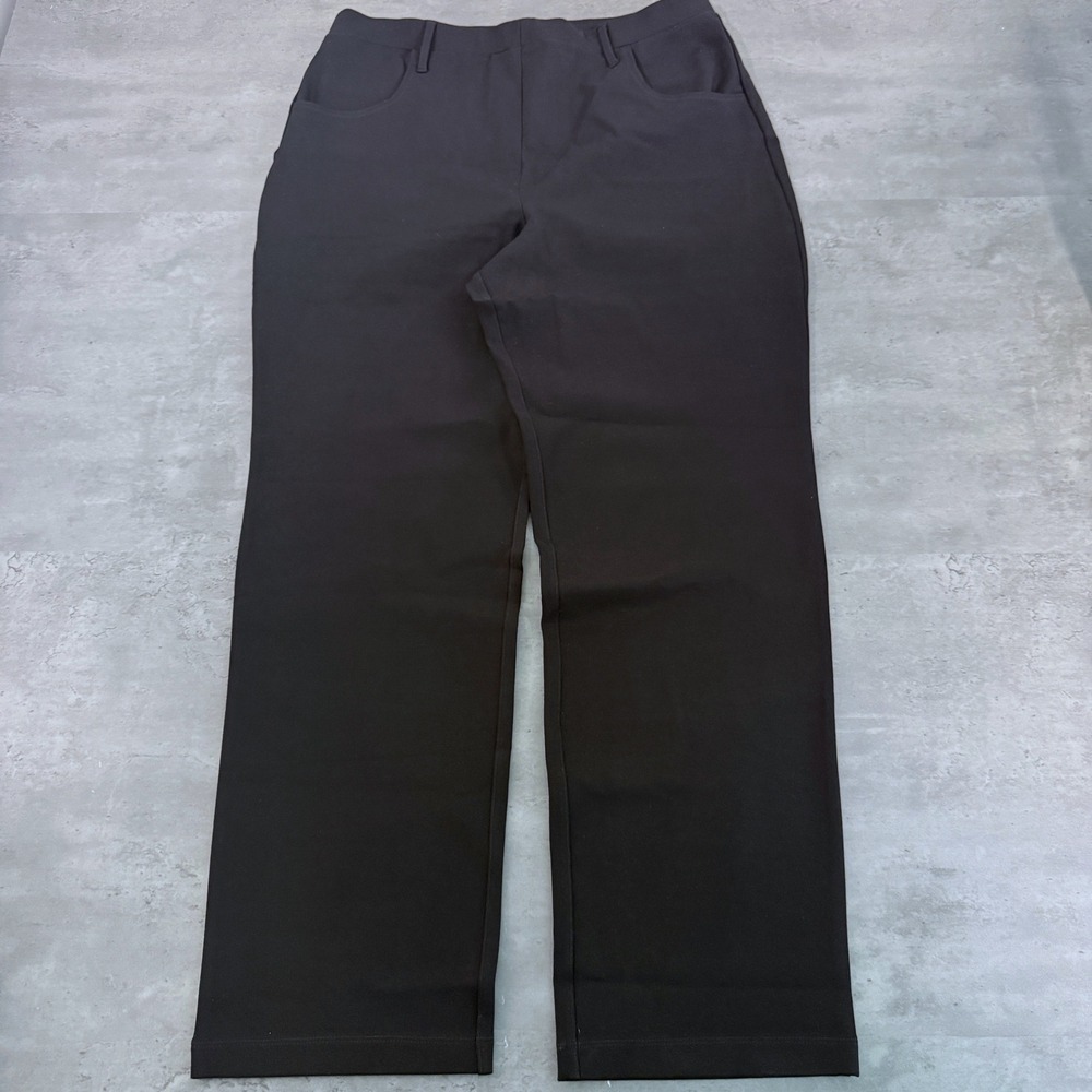 Quince Ultra-Stretch Ponte Straight Leg Pants Womens XL Black 4-Pocket Trousers